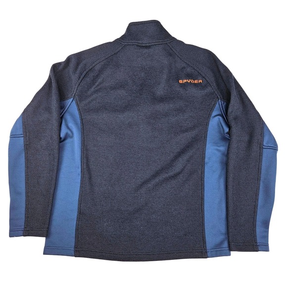 Spyder Men Large 1/4 Zip Pullover Jacket Blue Orange Logo Athletic - Picture 7 of 8